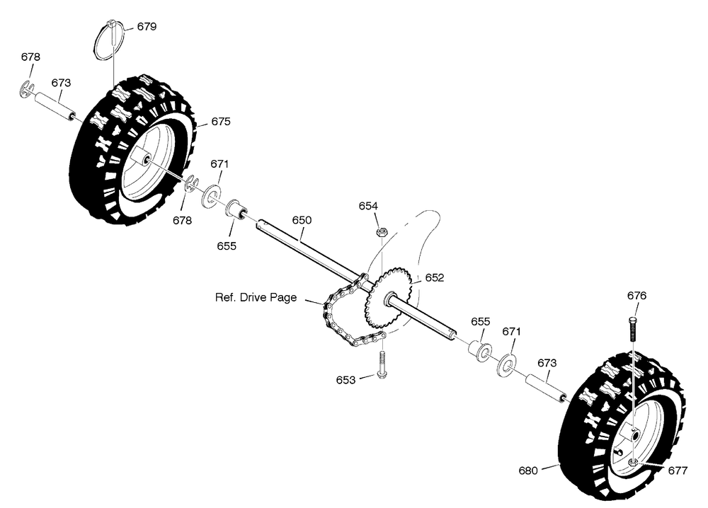 Wheels Diagram and Parts List for 627954X16A 2005 Briggs and Stratton Snow Blower